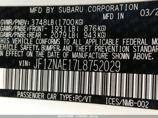 2020 Toyota 86, VIN: JF1ZNAE17L8752029
