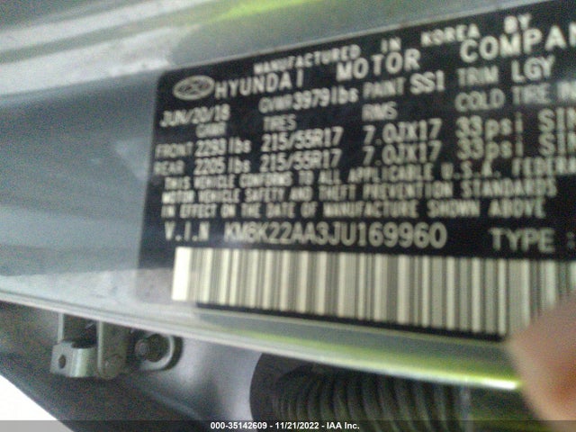 2018 Hyundai Kona, VIN: KM8K22AA3JU169960