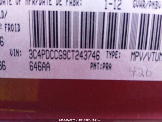 Dodge Journey Sxt 2012 3C4PDCCG9CT243746 Image 9