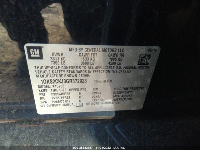 GMC YUKON DENALI 2016 1GKS2CKJ3GR372923 Image 9