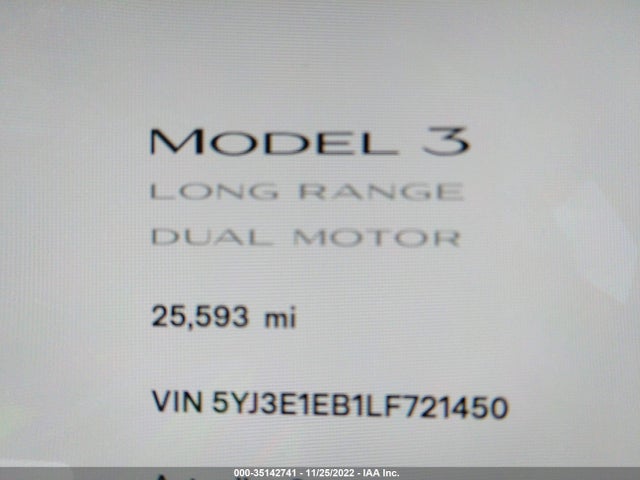 Tesla MODEL 3 2020 5YJ3E1EB1LF721450 Image 8