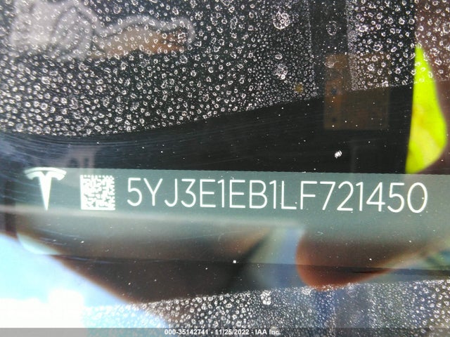 Tesla MODEL 3 2020 5YJ3E1EB1LF721450 Image 10
