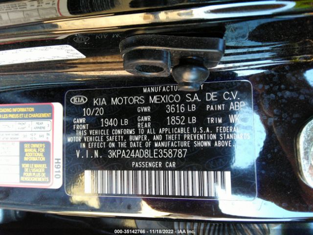 3KPA24AD8LE358787 KIA RIO S