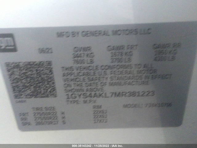 Cadillac Escalade Luxury 2021 1GYS4AKL7MR381223 Image 9