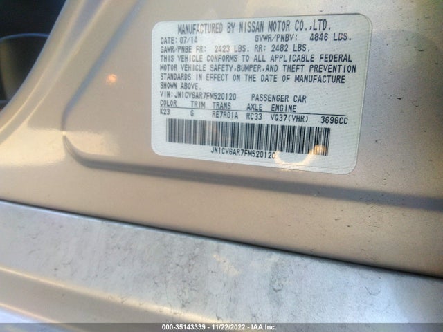 2015 Infiniti Q40, VIN: JN1CV6AR7FM520120