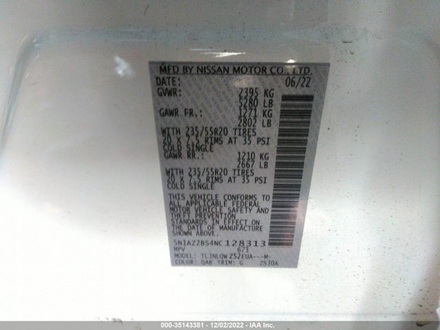 2022 Nissan Murano, VIN: 5N1AZ2BS4NC128313