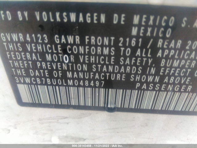 2020 Volkswagen Jetta, VIN: 3VWCB7BU0LM048497