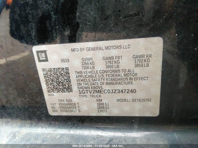 1GTV2MEC0JZ347240 GMC Sierra 1500 Sle