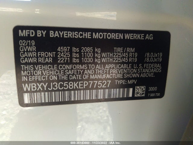 2019 BMW X2, VIN: WBXYJ3C58KEP77527