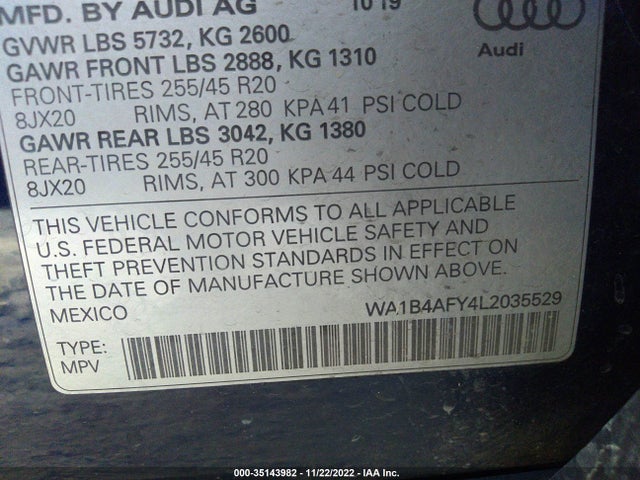 2020 Audi SQ5, VIN: WA1B4AFY4L2035529