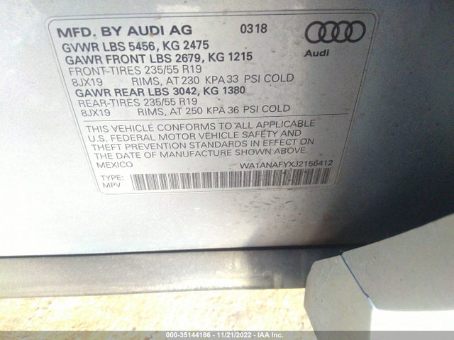 2018 Audi Q5, VIN: WA1ANAFYXJ2156412