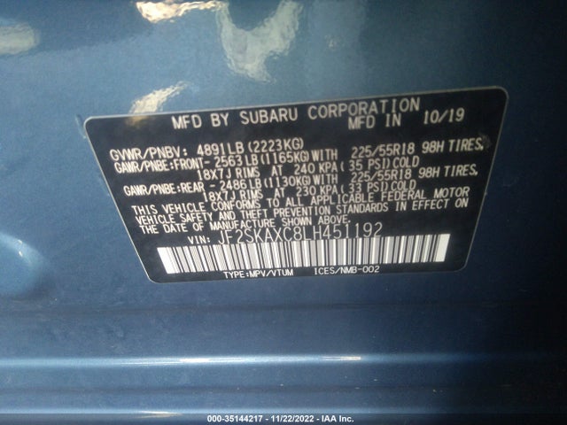 2020 Subaru Forester, VIN: JF2SKAXC8LH451192