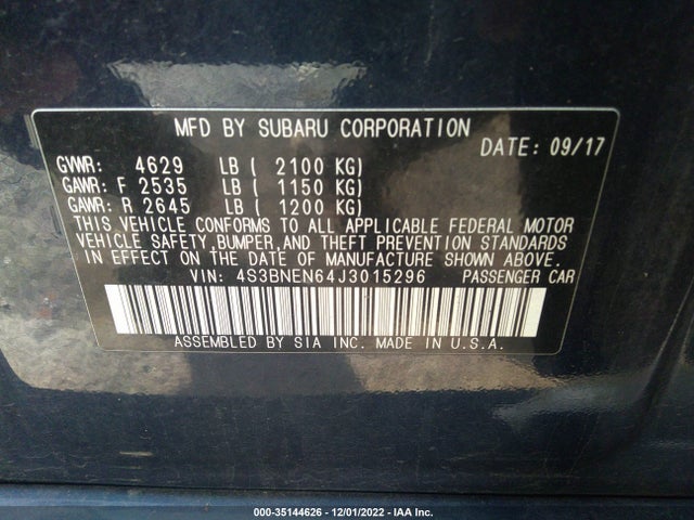 2018 Subaru Legacy, VIN: 4S3BNEN64J3015296