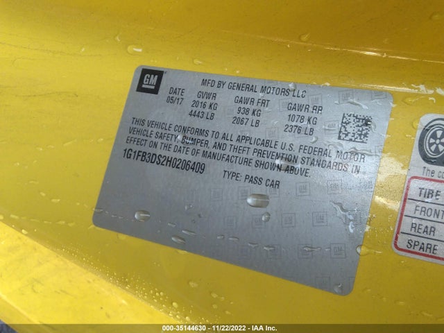 Chevrolet Camaro 1lt 2017 1G1FB3DS2H0206409 Image 9