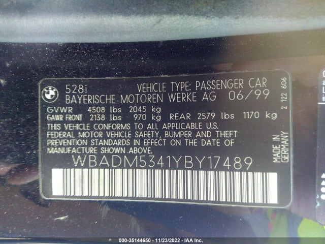 BMW 5 Series 528i 2000 WBADM5341YBY17489 Image 10