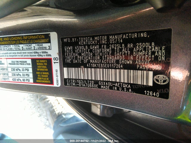 2014 Toyota Avalon, VIN: 4T1BK1EB5EU117264