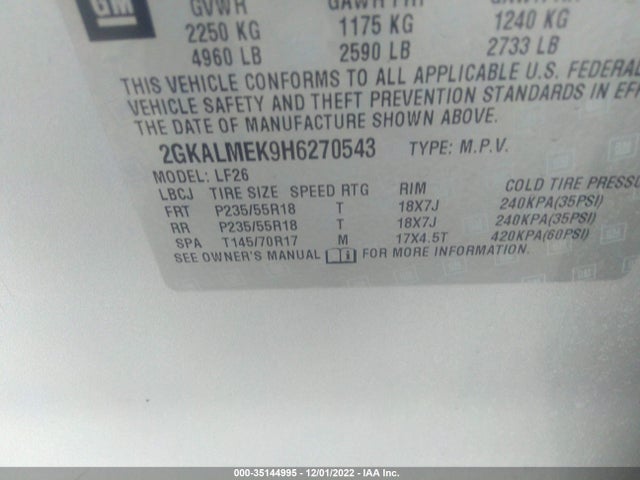2017 GMC Terrain, VIN: 2GKALMEK9H6270543