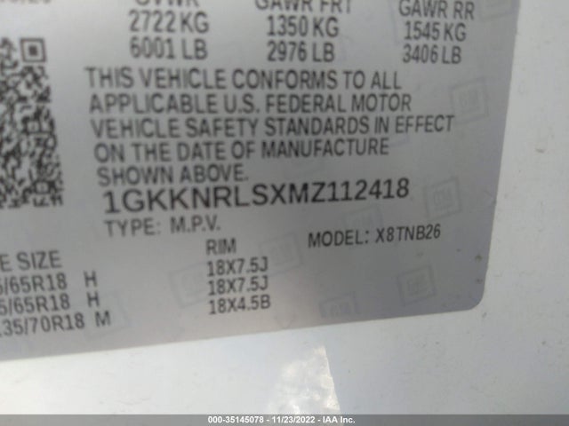 2021 GMC Acadia, VIN: 1GKKNRLSXMZ112418