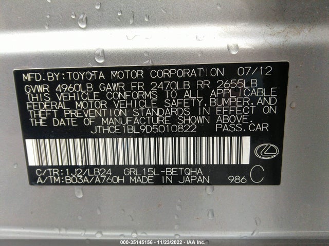 JTHCE1BL9D5010822 Lexus GS 350