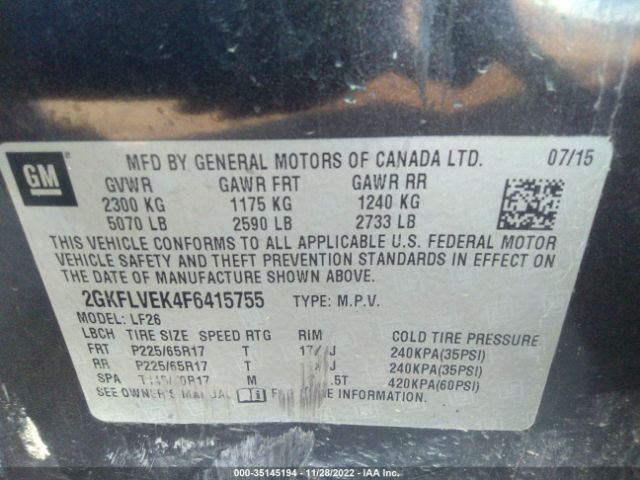 2GKFLVEK4F6415755 GMC Terrain Sle