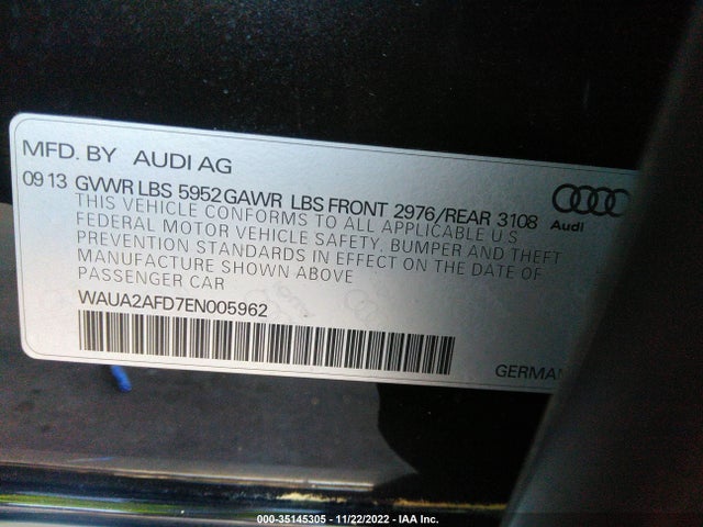 2014 Audi A8, VIN: WAUA2AFD7EN005962