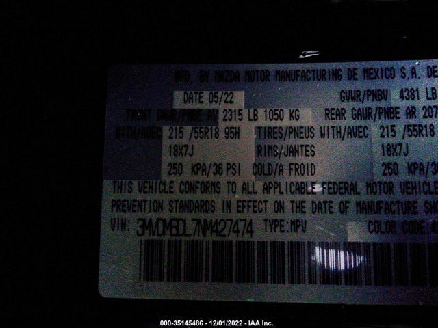 2022 Mazda CX-30, VIN: 3MVDMBDL7NM427474