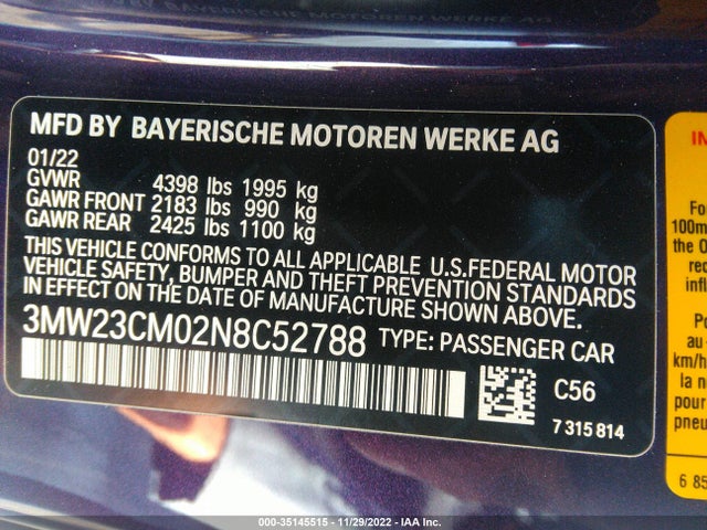BMW 2 Series 230i 2022 аукцион фото