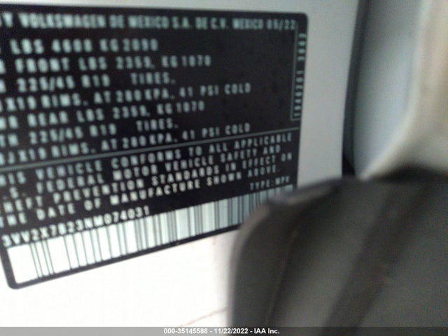 3VV2X7B23NM074031 Volkswagen TAOS SEL