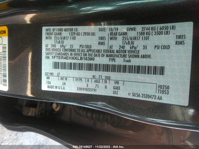 2019 Ford Ranger, VIN: 1FTER4EHXKLB16390