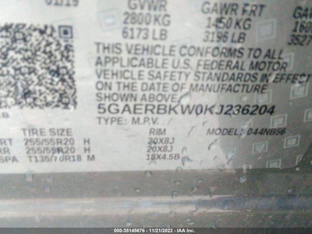 2019 Buick Enclave, VIN: 5GAERBKW0KJ236204