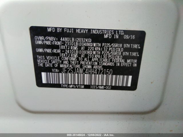 JF2SJAWC4HH472150 Subaru Forester Touring