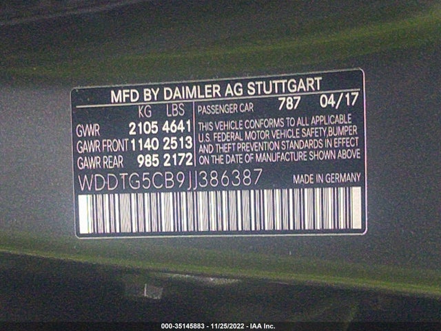 2018 Mercedes-Benz GLA-Class, VIN: WDDTG5CB9JJ386387