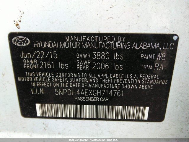 Hyundai ELANTRA SE 2016 5NPDH4AEXGH714761 Image 10