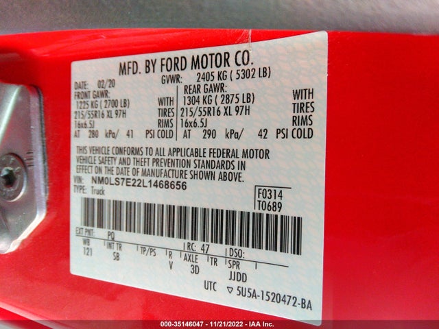 2020 Ford Transit Connect, VIN: NM0LS7E22L1468656