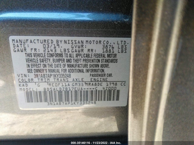 Nissan Sentra 2019 3N1AB7AP1KY335248 Image 10