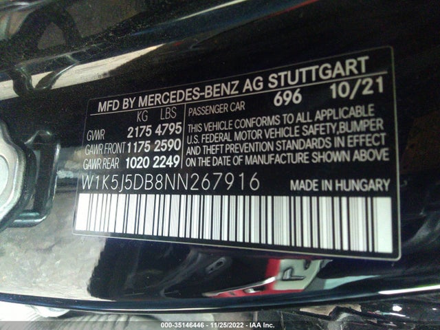 2022 Mercedes-Benz CLA-Class, VIN: W1K5J5DB8NN267916