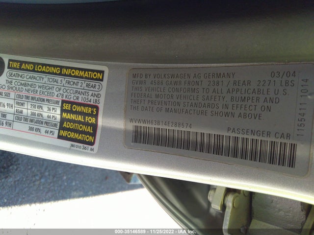 WVWWH63B14E288574 Volkswagen Passat Wagon Glx