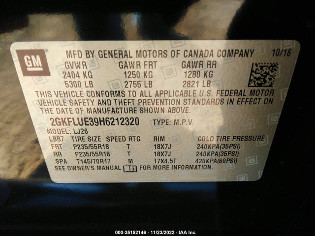 2017 GMC Terrain, VIN: 2GKFLUE39H6212320