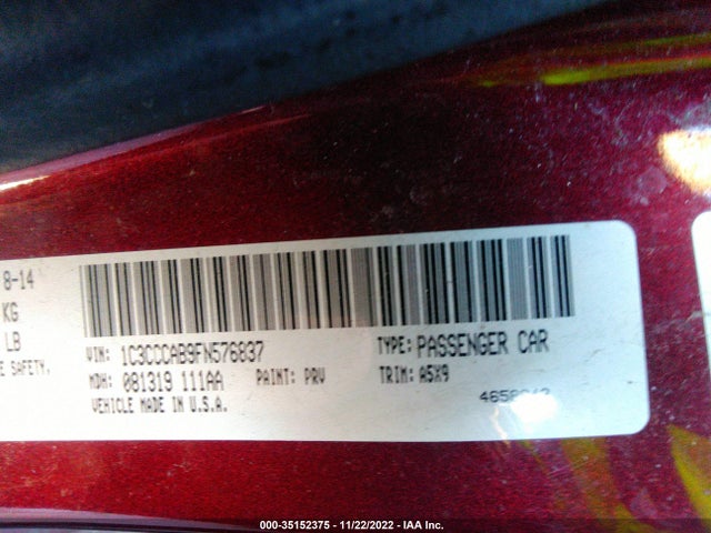 Chrysler 200 2015 1C3CCCAB9FN576837 Image 9