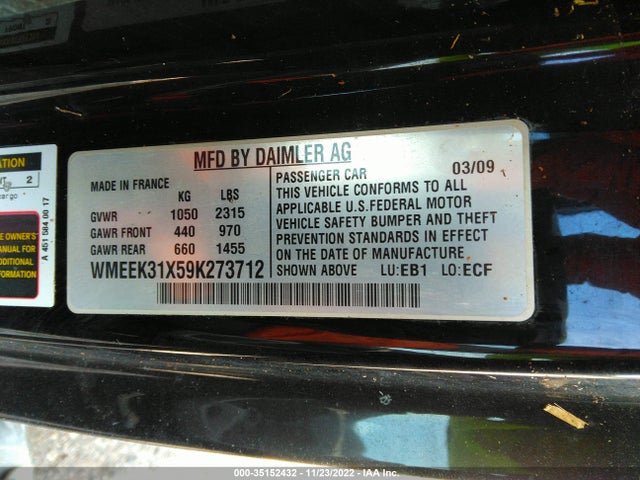 2009 SMART FORTWO PASSION/BRABUS VIN: WMEEK31X59K273712