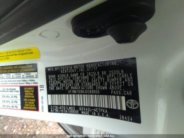 Toyota AVALON LIMITED 2018 4T1BK1EB8JU269050 Image 9