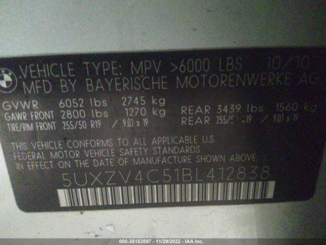 5UXZV4C51BL412838 BMW X5 35i
