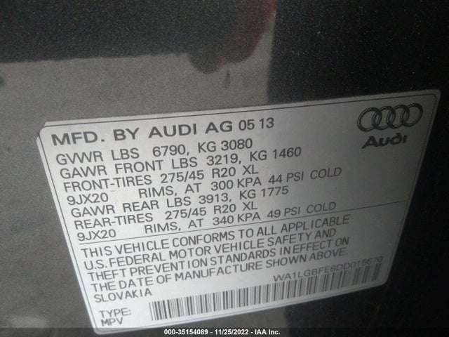 Audi Q7 2013 WA1LGBFE8DD015670 Image 11