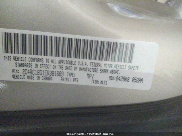 2014 CHRYSLER TOWN & COUNTRY TOURING VIN: 2C4RC1BG1ER381689