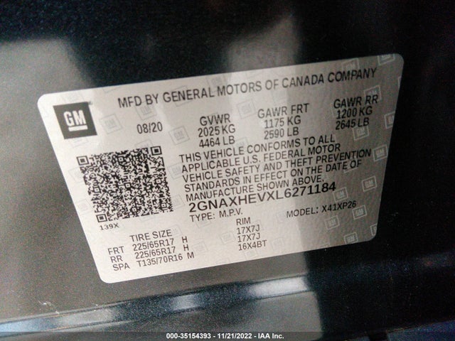 Chevrolet EQUINOX LS 2020 2GNAXHEVXL6271184 Image 9
