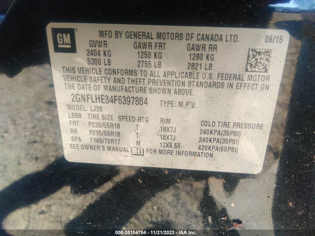 Chevrolet Equinox Ltz 2015 2GNFLHE34F6397884 Image 9
