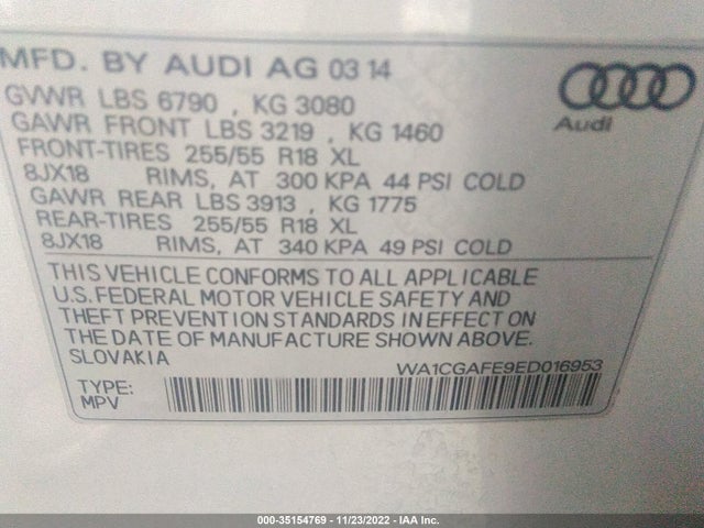WA1CGAFE9ED016953 Audi Q7 3.0t Premium