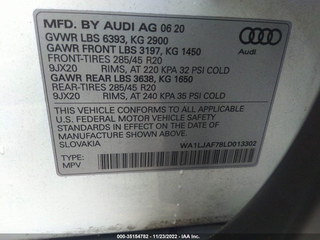 2020 Audi Q7, VIN: WA1LJAF78LD013302