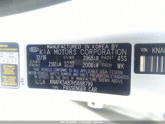 2017 Kia Forte, VIN: KNAFK5A87H5698799