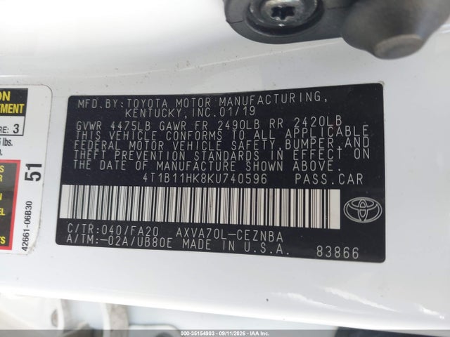 Toyota CAMRY LE 2019 4T1B11HK8KU740596 Image 9